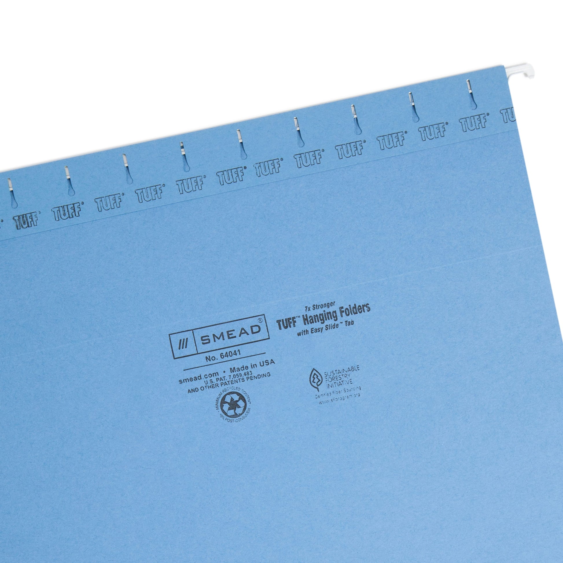 TUFF® Hanging File Folders with Easy Slide® Tabs, Blue Color, Letter Size, Set of 1, 086486640411