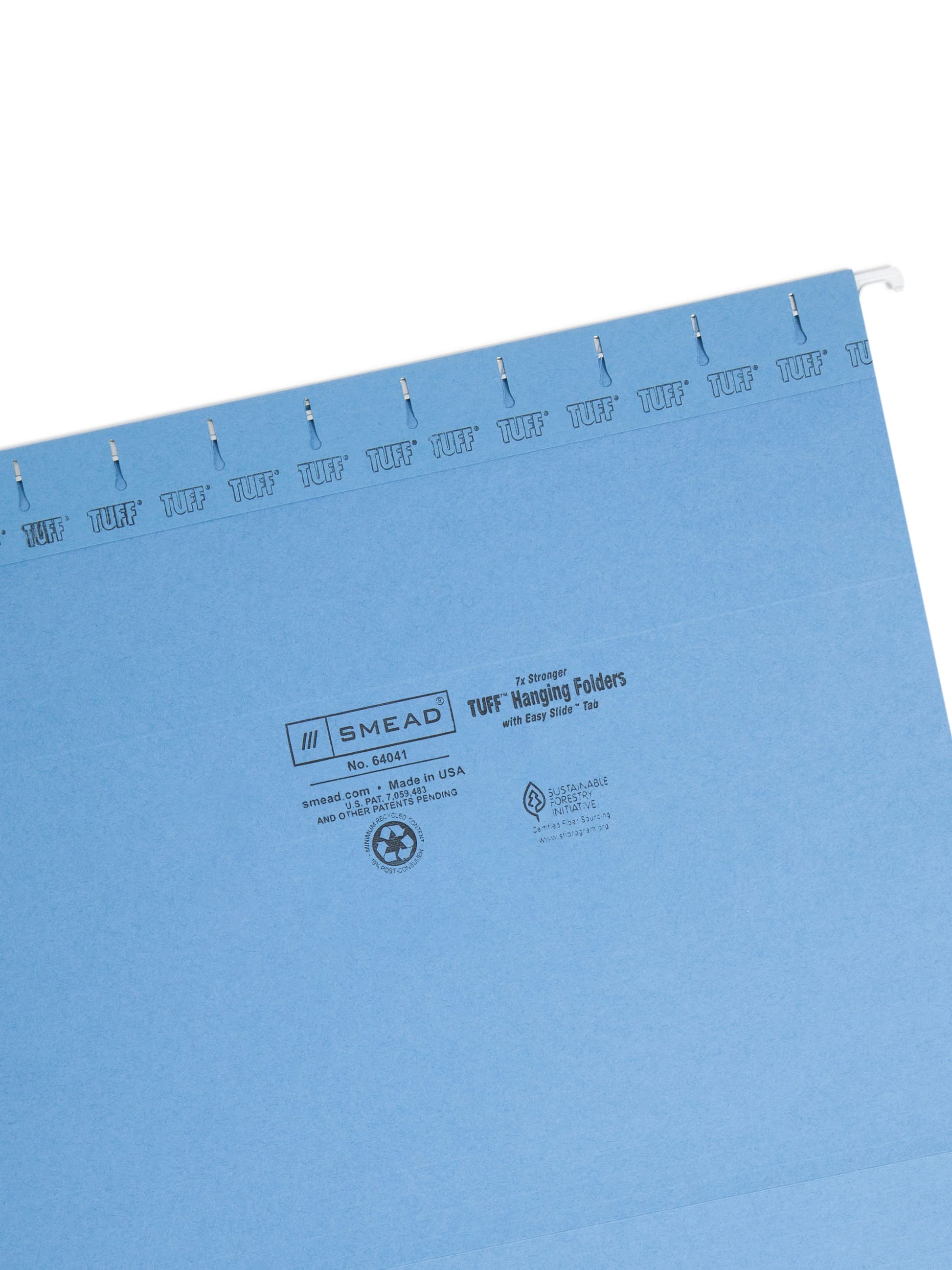 TUFF® Hanging File Folders with Easy Slide® Tabs, Blue Color, Letter Size, Set of 1, 086486640411