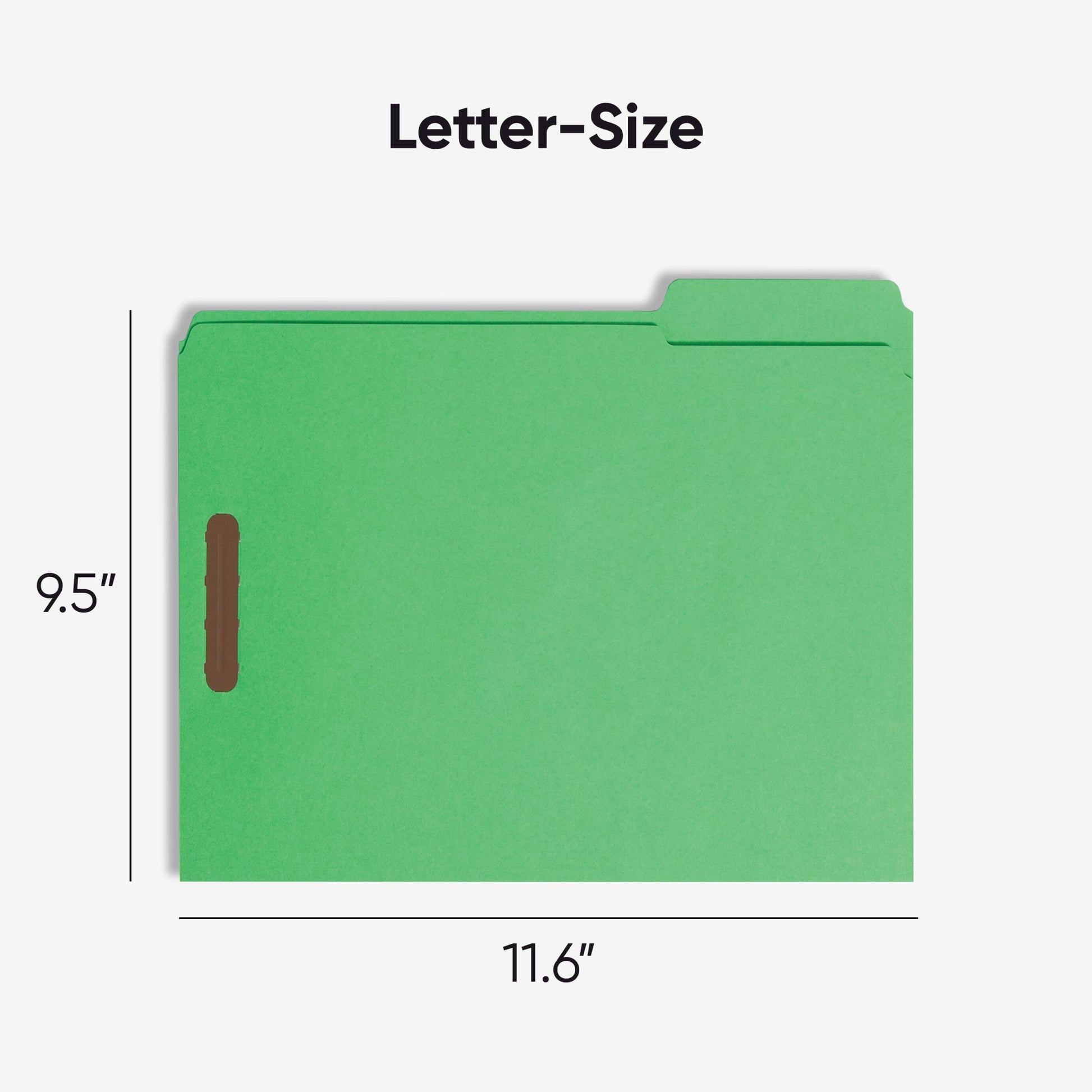 Reinforced Tab Fastener File Folders, 1/3-Cut Tab, 2 Fasteners, Green Color, Letter Size, Set of 50, 086486121408