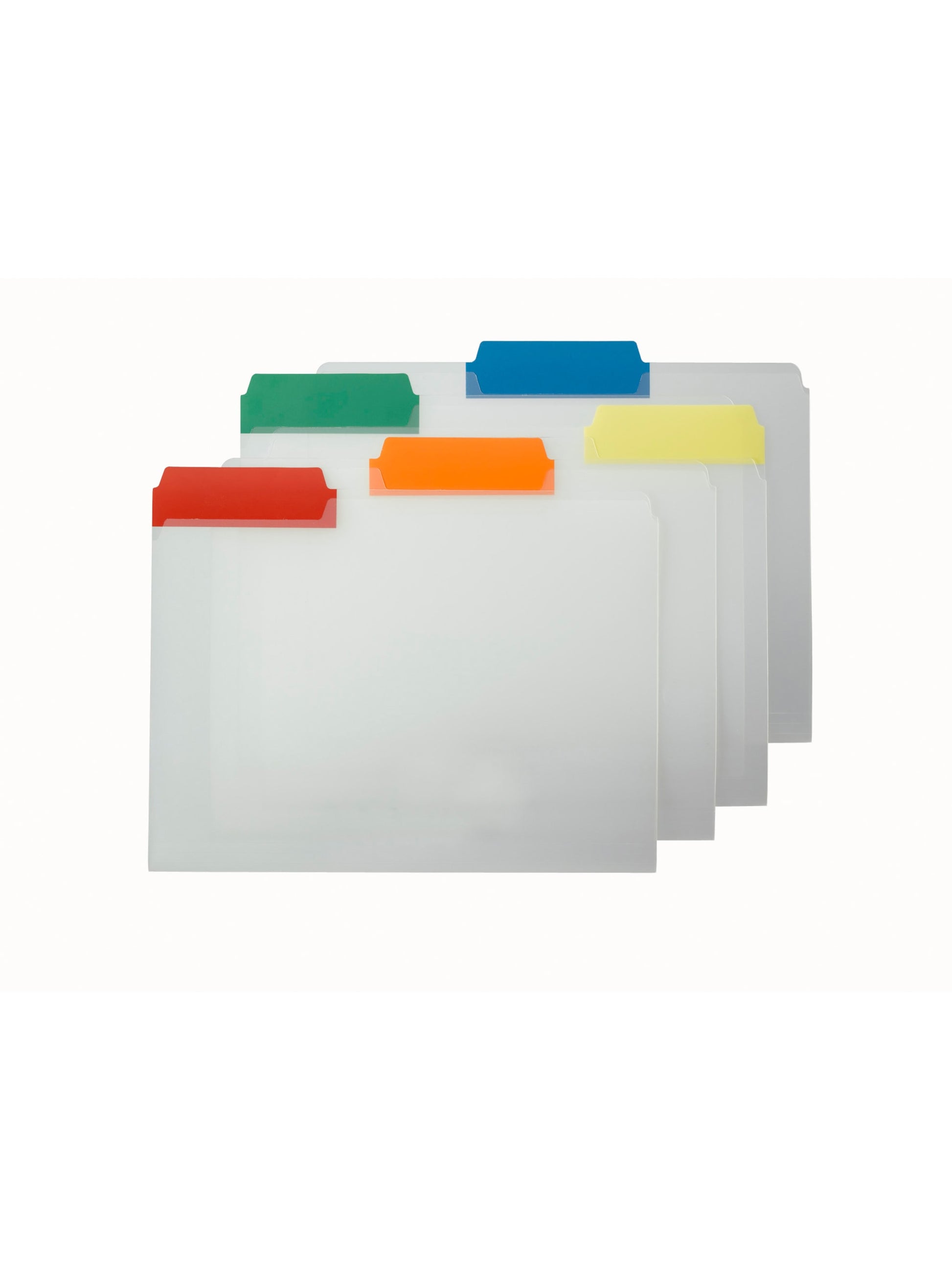 Poly File Folders, 1/3-Cut Tab, Assorted Colors Color, Letter Size, Set of 25, 086486105309