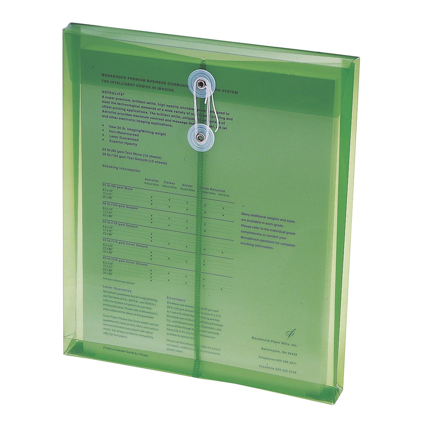 Top Load Poly Envelopes with String Tie Closure, 1-1/4 Inch Expansion, Green Color, Letter Size, Set of 5, 086486895439