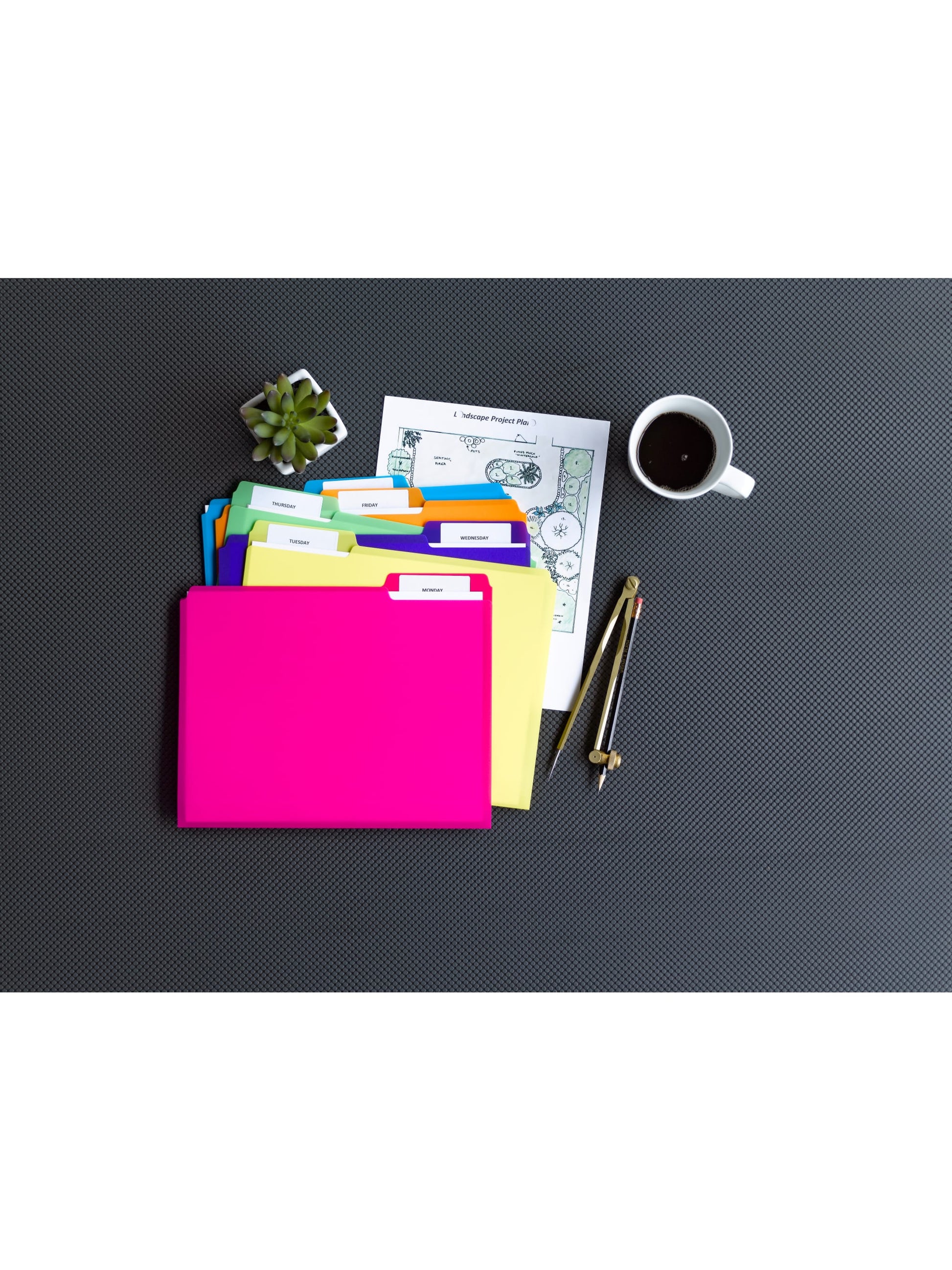 Poly File Folders, 1/3-Cut Tab, Assorted Colors Color, Letter Size, Set of 12, 086486105064