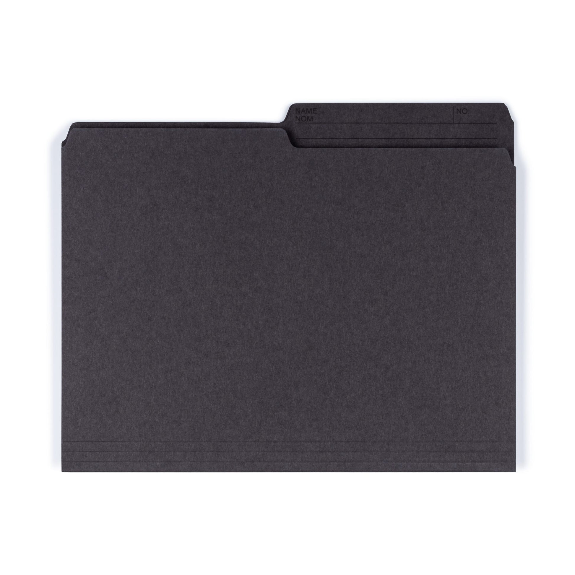 Reversible Printed Tab File Folders, 1/2-Cut Tab, Black Color, Letter Size, Set of 100, 086486103640