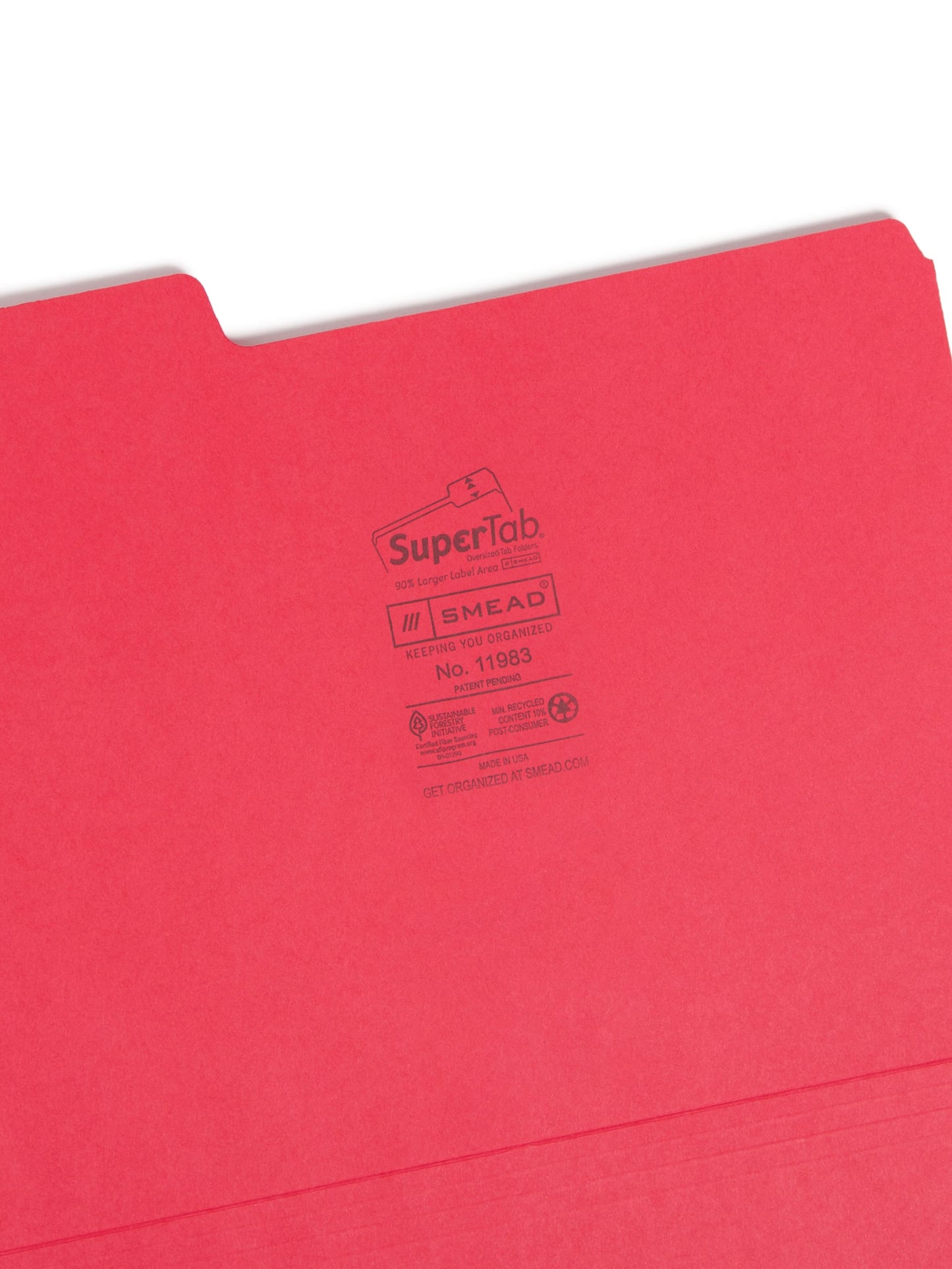 SuperTab® File Folders, 1/3-Cut Tab, Red Color, Letter Size, Set of 100, 086486119832