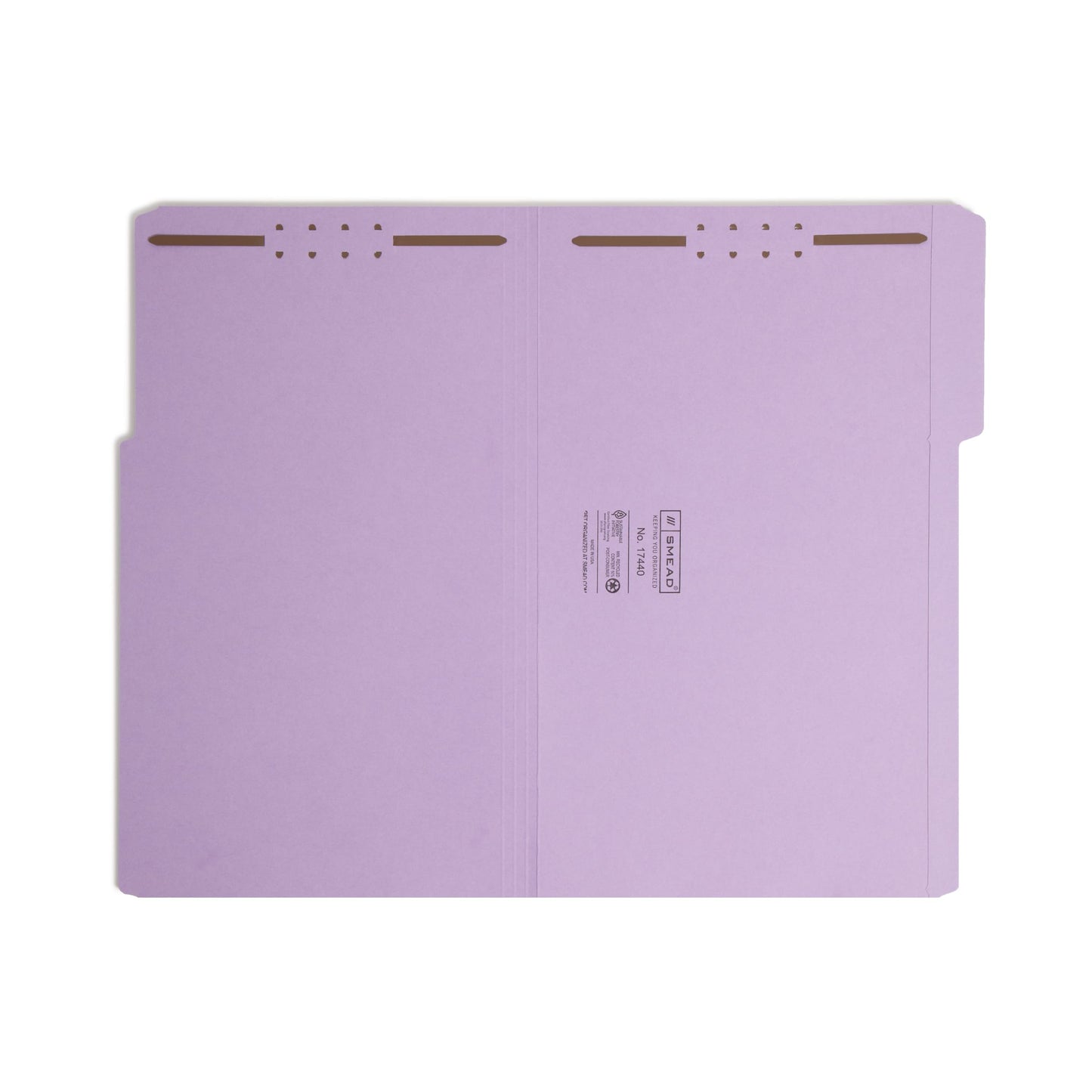 Reinforced Tab Fastener File Folders, 1/3-Cut Tab, 2 Fasteners, Lavender Color, Legal Size, Set of 50, 086486174404