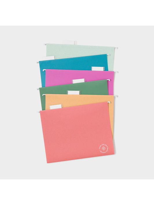 U-Eco Hanging File Folders, U-Eco, 1/5 Cut, 0.5" Expansion, Assorted Colors, Assorted Colors, Set of 12, 843463165967