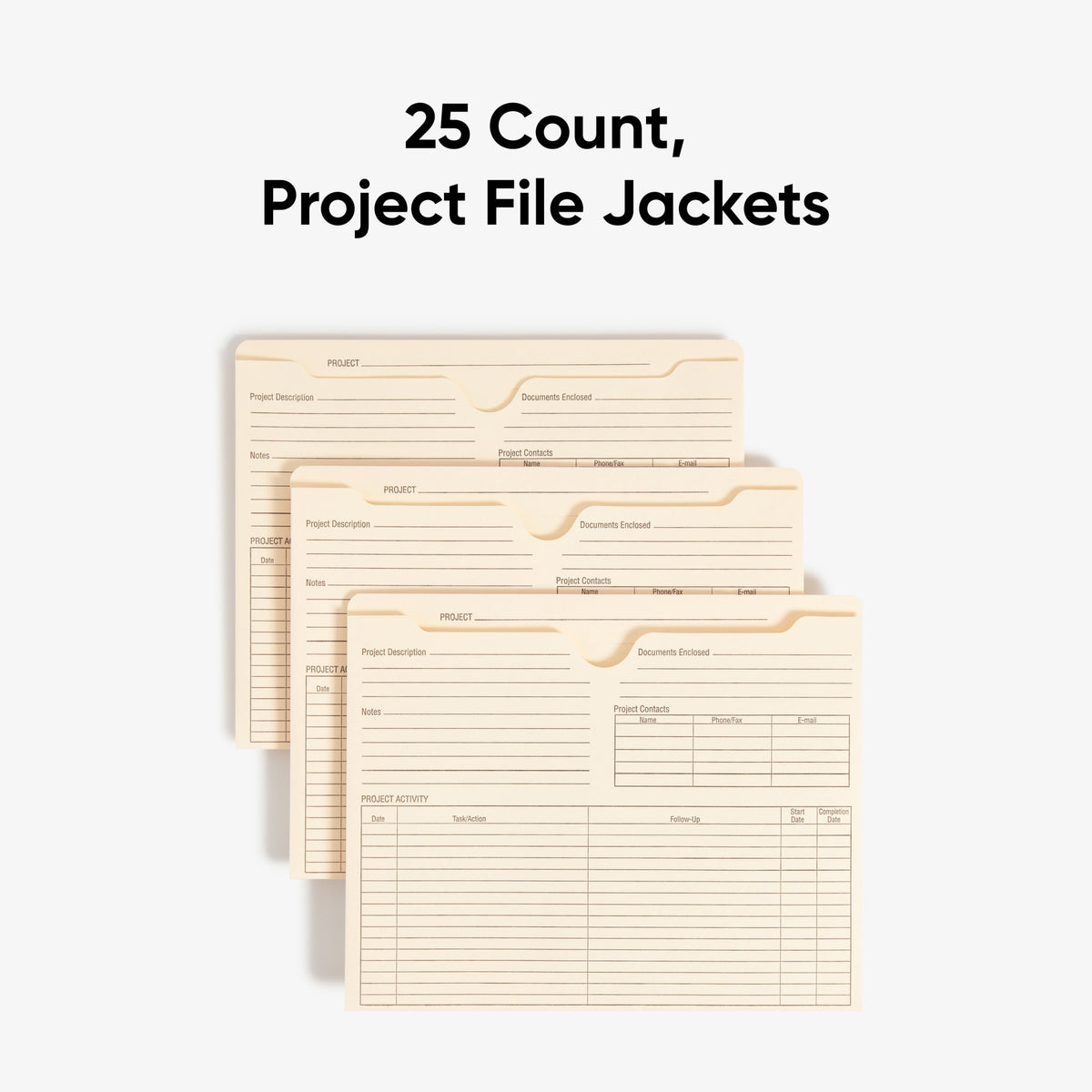 File Jackets w/ Pre-Printed Front, Flat-No Expansion, Straight-Cut Tab