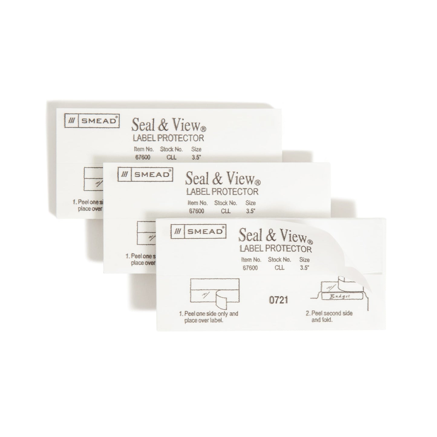 Seal and View® Clear Label Protectors, Clear Color, 3-1/2" X 1-11/16" Size, Set of 100, 086486676007