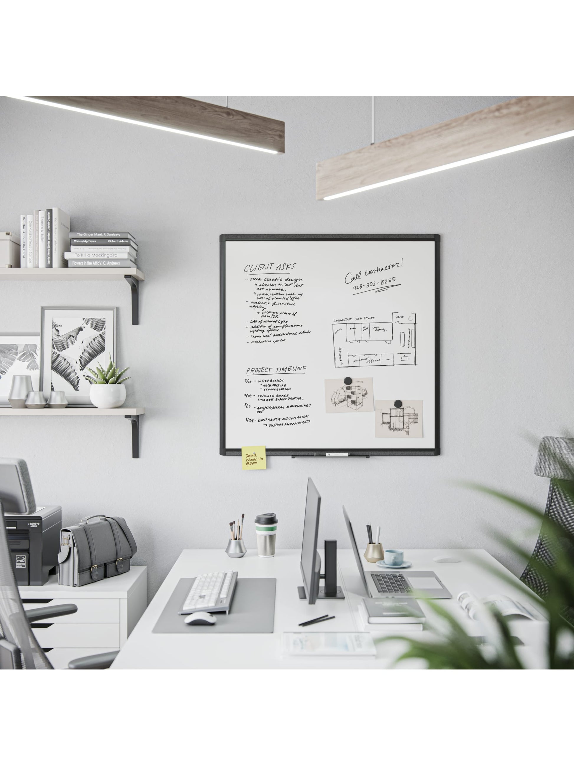 Aluminum PinIt Frame Dry Erase Board, Pinit Frame, Black, White, 35" x 35", 3 x 3, White, 35" X 35" Size, Set of 1, 843463130101