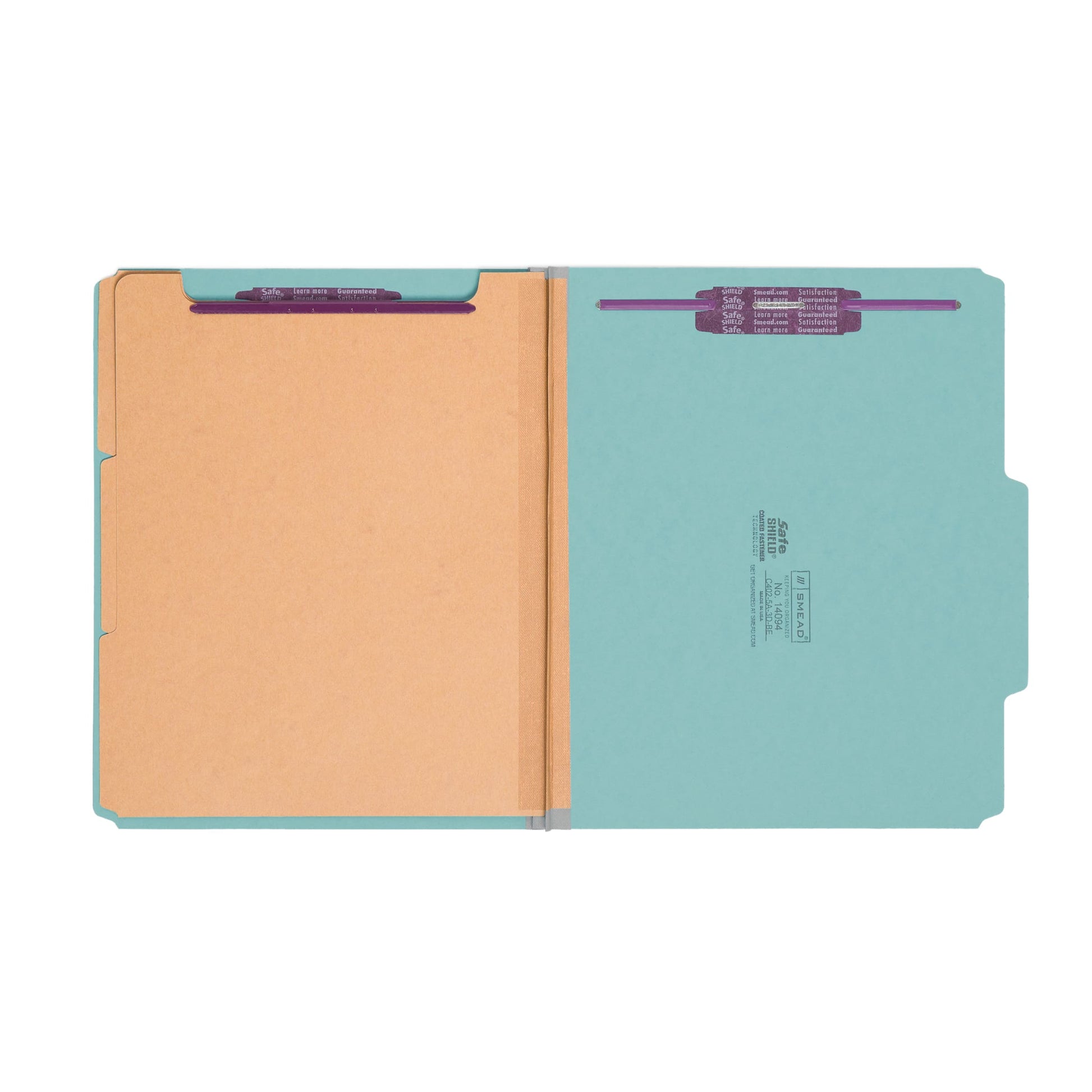 SafeSHIELD® Pressboard Classification File Folders, 3 Dividers, 3 inch Expansion, 2/5-Cut Tab, Blue Color, Letter Size, Set of 10, 30086486140943