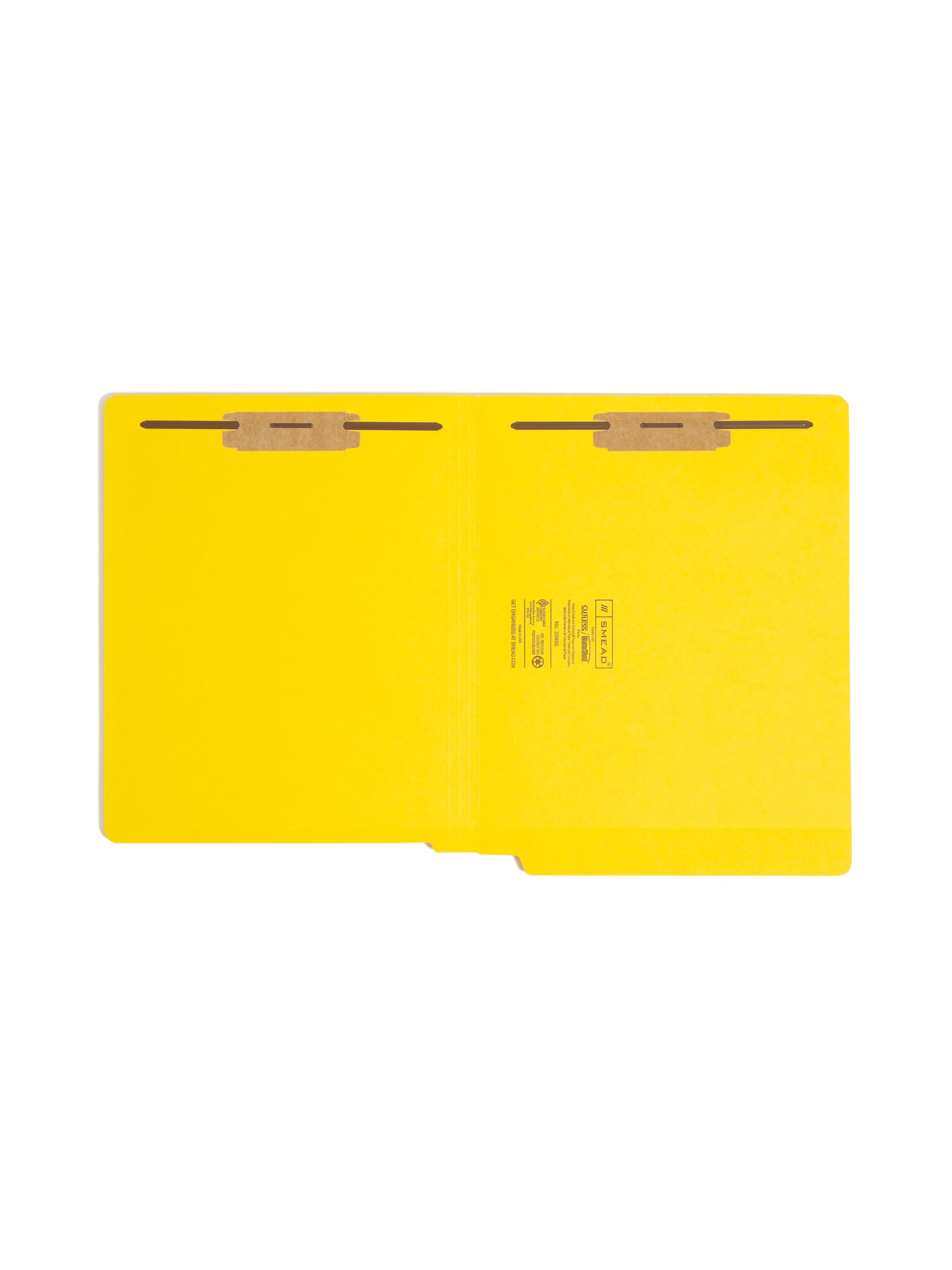 WaterShed® CutLess® End Tab Fastener File Folders, Straight-Cut Tab, Yellow Color, Letter Size, 086486259507