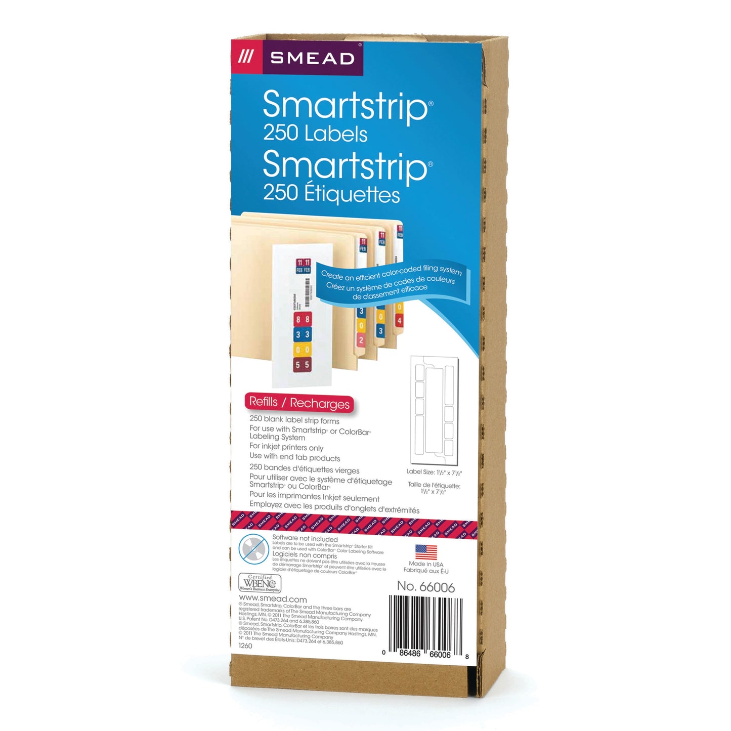 ColorBar®  Inkjet Labels, White Color, 1-1/2” X 7.5” Size, Set of 250, 086486660068