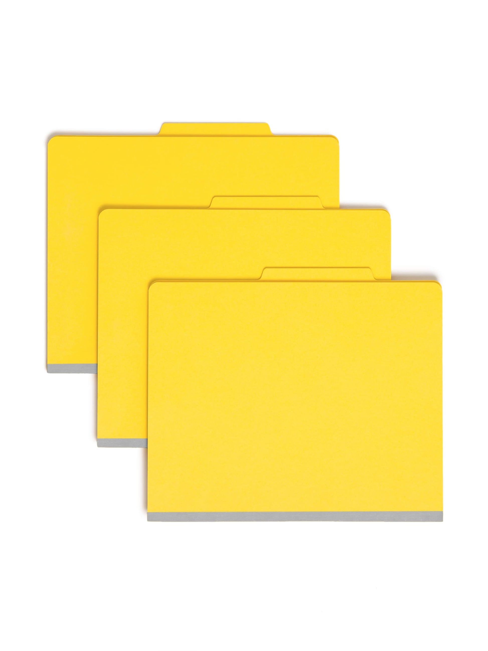 Classification File Folders, 2 Dividers, 2 inch Expansion, Yellow Color, Letter Size, Set of 10, 30086486140042