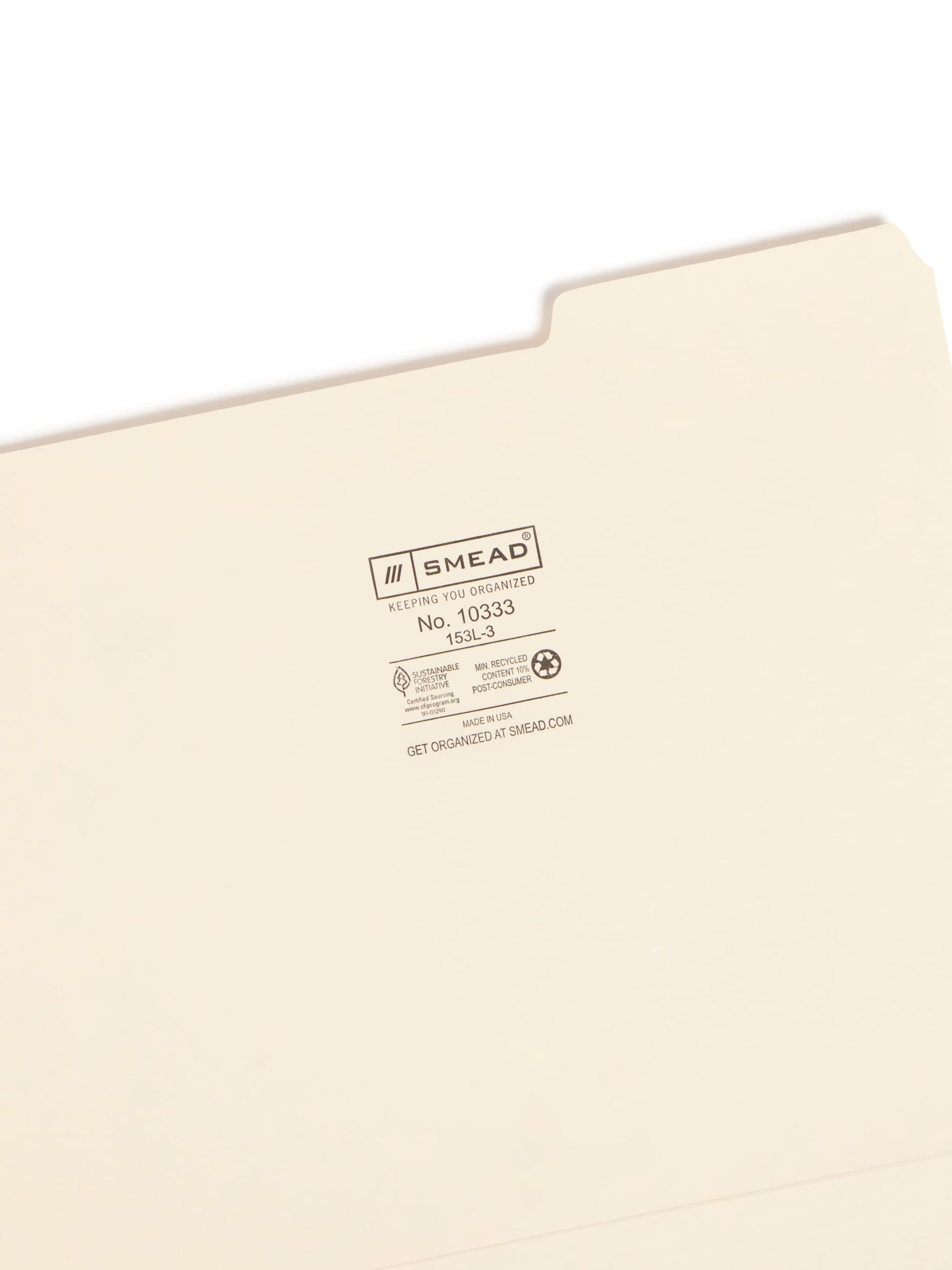 Standard File Folders, 1/3-Cut Right Tab, Manila Color, Letter Size, Set of 100, 086486103336
