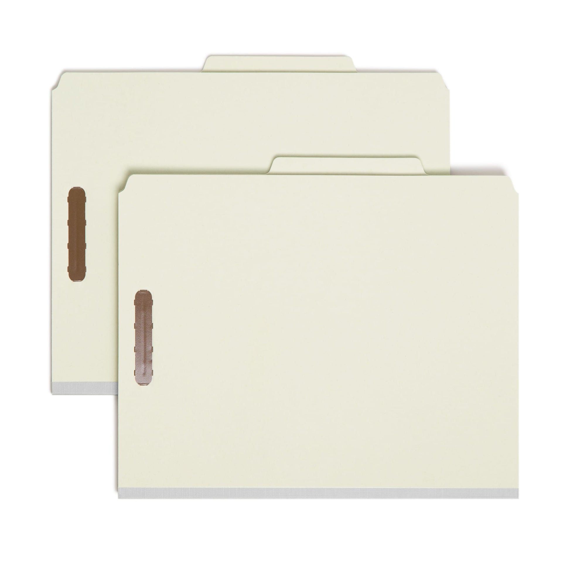 Pressboard Classification File Folders, 1 Divider, 2 inch Expansion, Gray/Green Color, Letter Size, Set of 10, 30086486137233