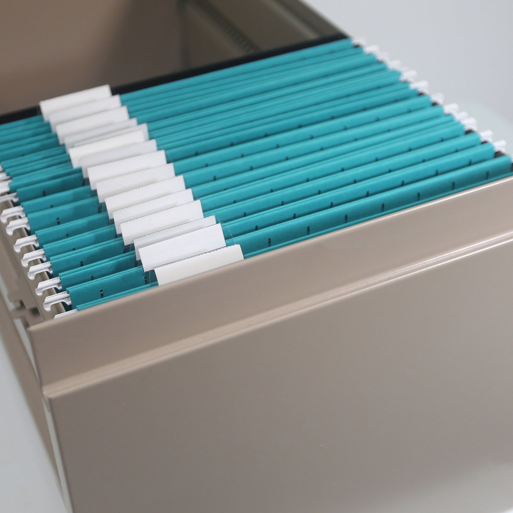 Standard Hanging File Folders with 1/5-Cut Tabs, Teal Color, Letter Size, Set of 25, 086486640749