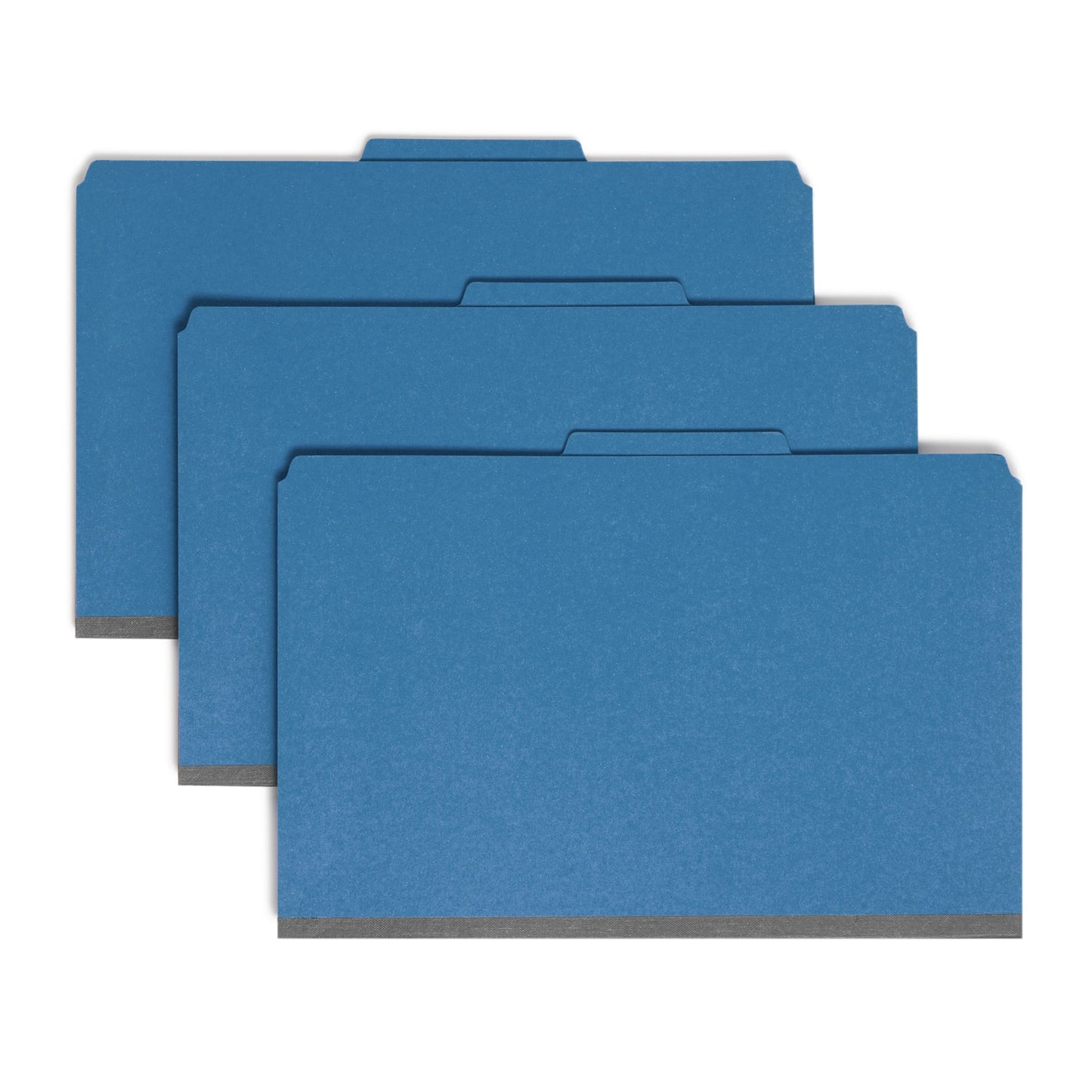 SafeSHIELD® Pressboard Classification File Folders, 3 Dividers, 3 inch Expansion, 2/5-Cut Tab, Dark Blue Color, Legal Size, Set of 10, 30086486190962