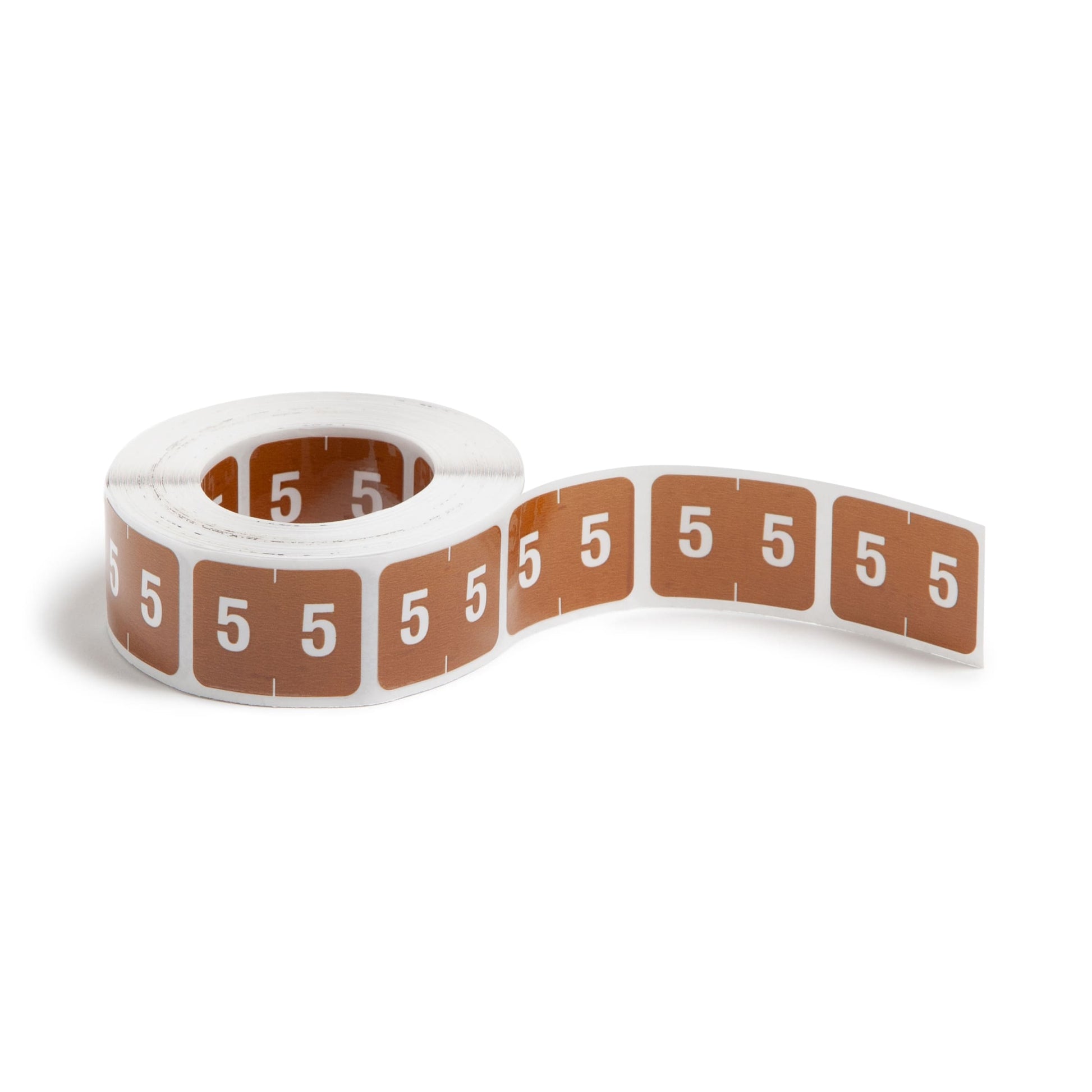 DCCRN Color-Coded Numeric Labels - Rolls, Brown Color, 1-1/4" X 1" Size, Set of 500, 086486673457