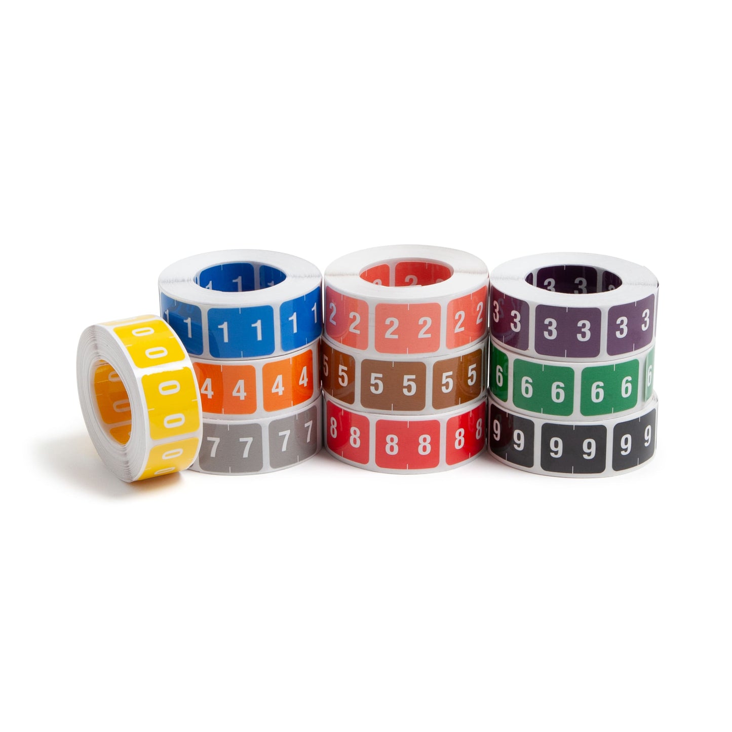 DCCRN Color-Coded Numeric Labels - Rolls, Assorted Colors Color, 1-1/4" X 1" Size, Set of 5000, 086486673501
