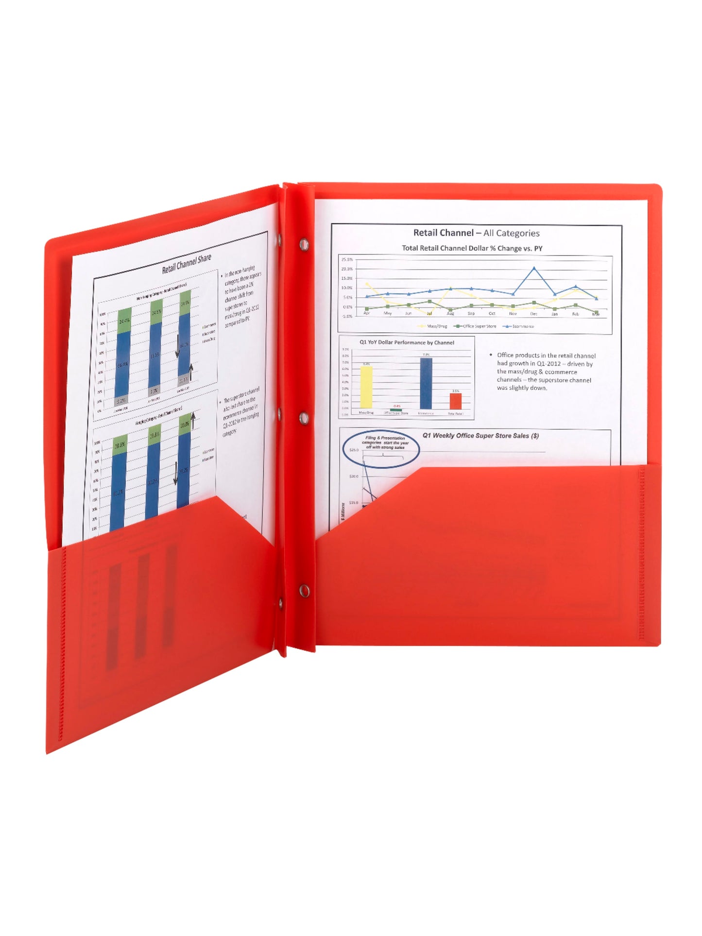 Poly Two-Pocket Folders with Fasteners, Red Color, Letter Size, Set of 0, 30086486877276