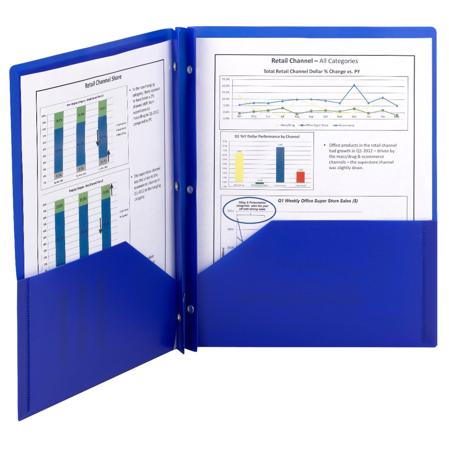 Poly Two-Pocket Folders with Fasteners, Dark Blue Color, Letter Size, Set of 25, 30086486877269