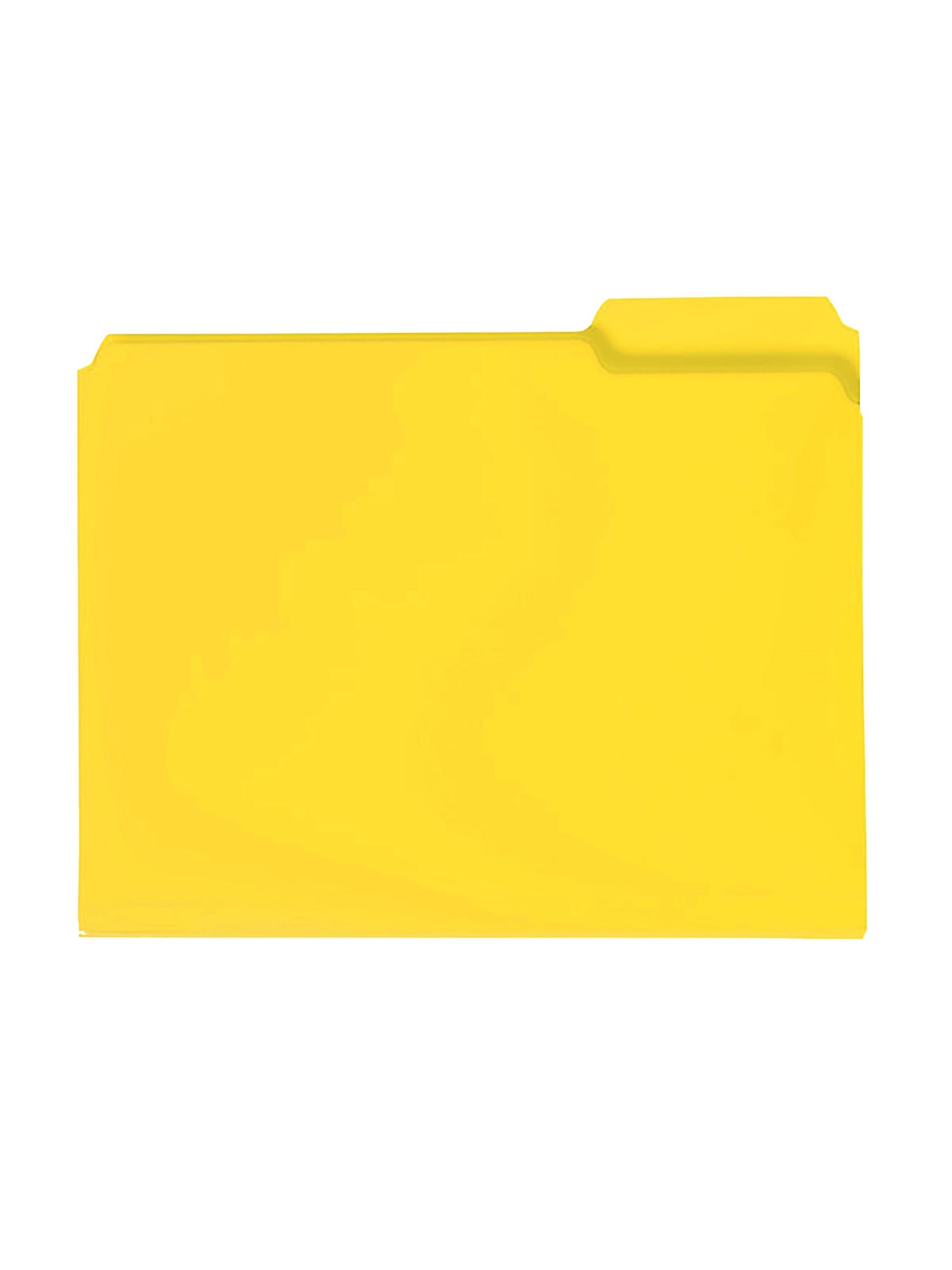 Poly File Folders, 1/3-Cut Tab, Yellow Color, Letter Size, Set of 1, 086486105040