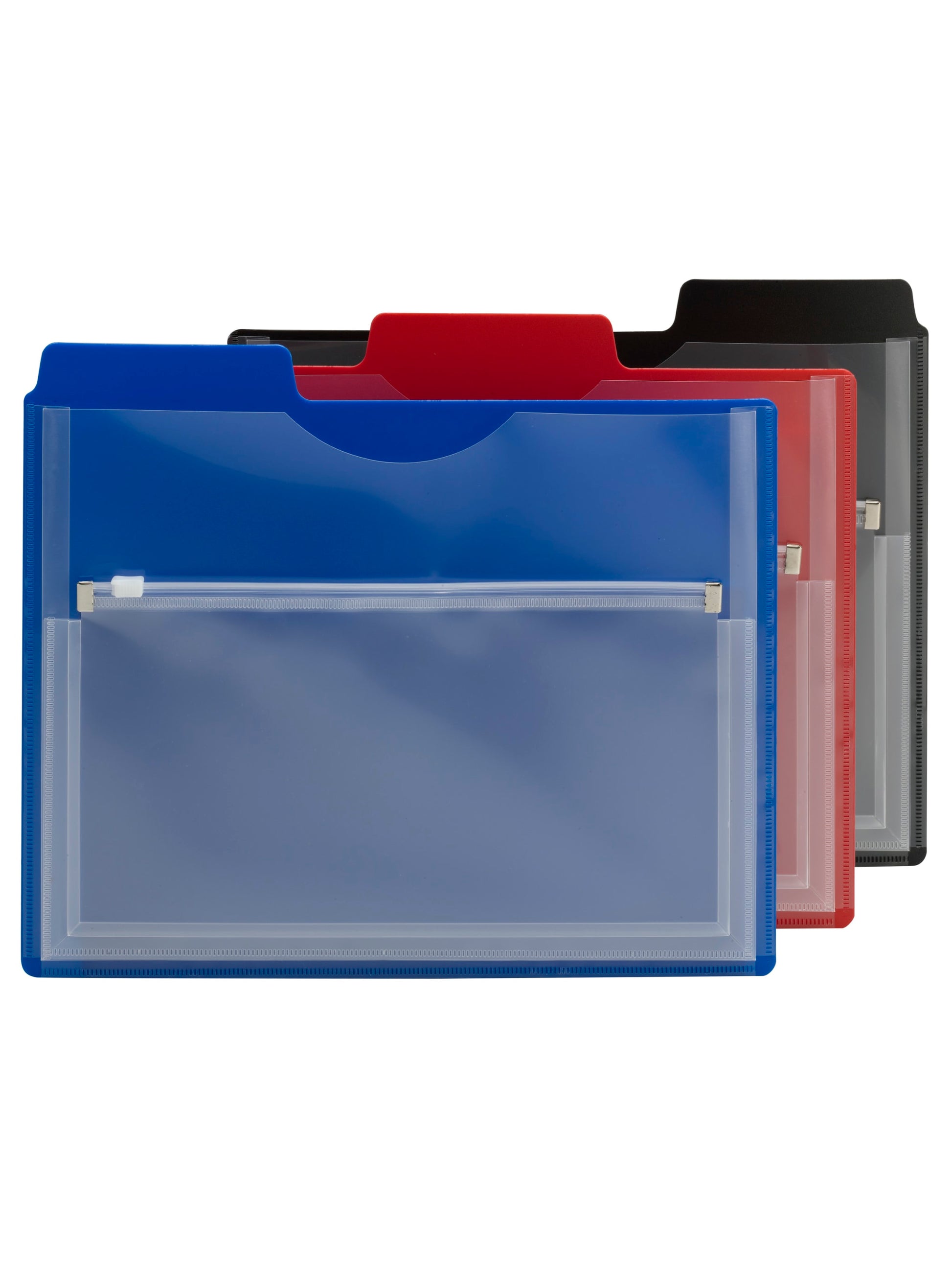 Poly Project Organizers with Zip Pouch, 1/3-Cut Tab, Assorted Primaries Color, Letter Size, Set of 1, 086486896146