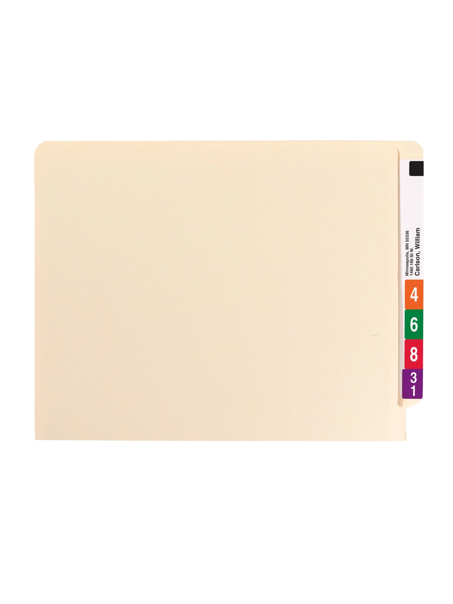Shelf-Master® Reinforced End Tab Fastener File Folders with Antimicrobial Product Protection, Straight-Cut Tab, 2 Fasteners, Manila Color, Letter Size, Set of 50, 086486341165