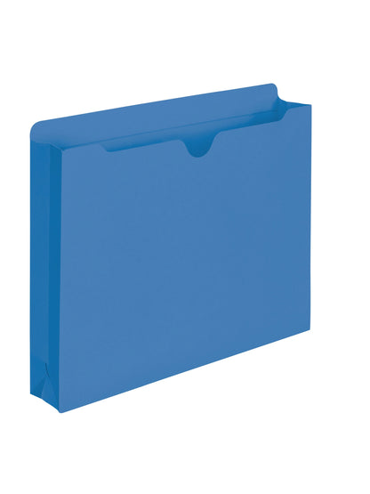 Colored File Jackets, Reinforced Straight-Cut Tab, 2 inch Expansion, Blue Color, Letter Size, Set of 50, 30086486755628