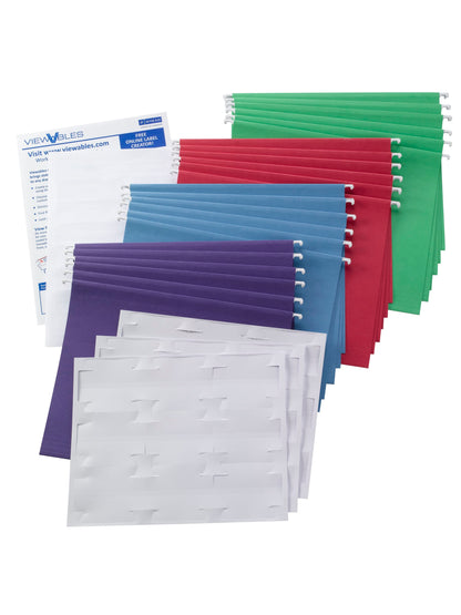 Hanging Folder with Viewables® Quick Fold Tabs Kit, 1/3-Cut Tab, Assorted Primaries Color, Letter Size, 086486920032