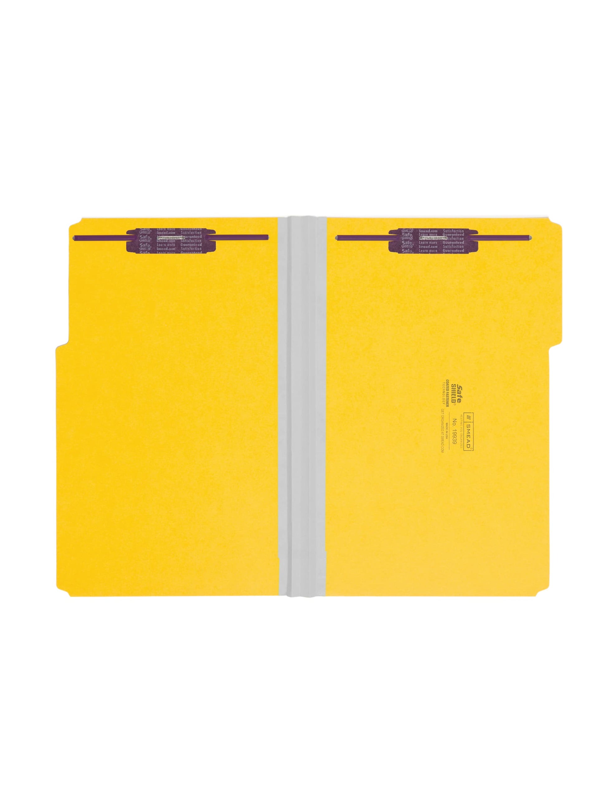 SafeSHIELD® Pressboard Fastener File Folders, 2 inch Expansion, 1/3-Cut Tab, Yellow Color, Legal Size, Set of 25, 086486199391