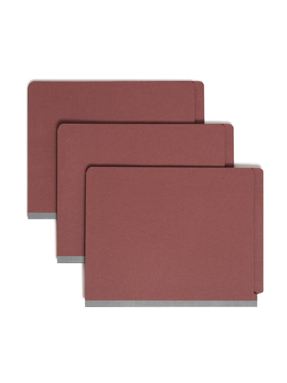 SafeSHIELD® Pressboard End Tab Classification File Folders, Straight-Cut Tab, 2 inch Expansion, 1 Divider, Red Color, Letter Size, Set of 0, 30086486268555