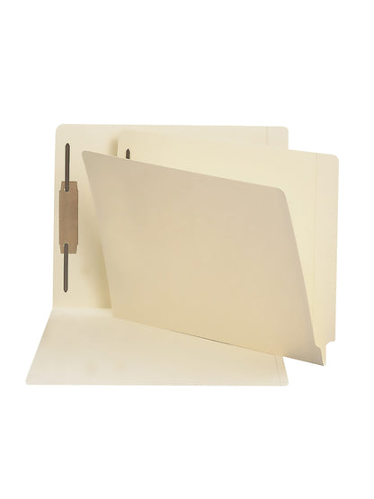 End Tab Fastener Folders with Shelf-Master® Reinforced Tab, Straight-Cut Tab, Manila Color, Letter Size, Set of 50, 086486342100