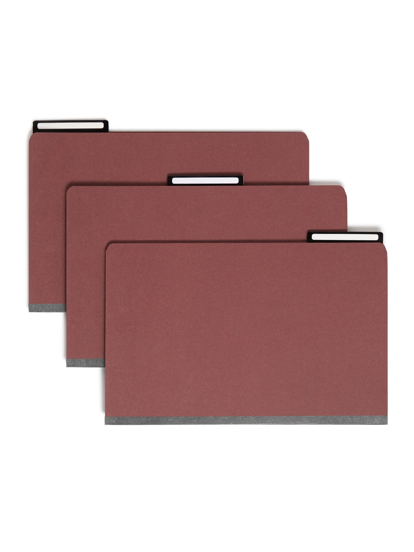 SafeSHIELD® Pressboard Classification File Folders, 2 Dividers, 2 inch Expansion, Metal Tab, Red Color, Legal Size, Set of 0, 30086486192300