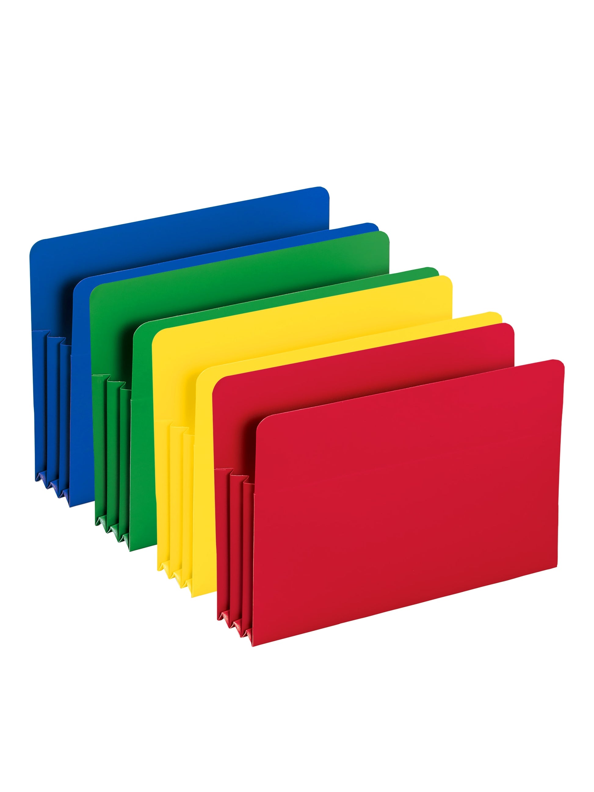 Poly File Pocket, 3-1/2-Inch Expansion, Straight-Cut Tab, Assorted Colors Color, Legal Size, Set of 4, 086486735506