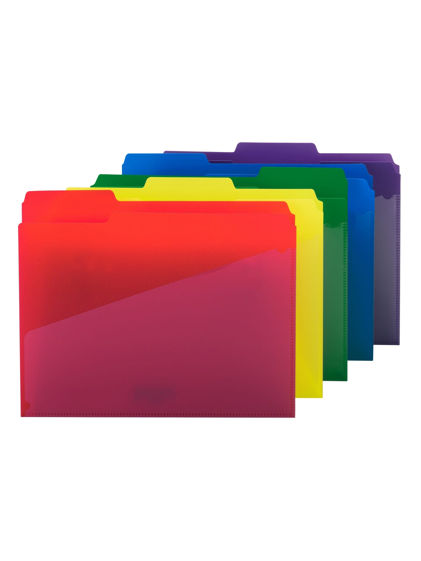 Poly Slash-Pocket File Folders, Assorted Primaries Color, Letter Size, Set of 30, 086486105408
