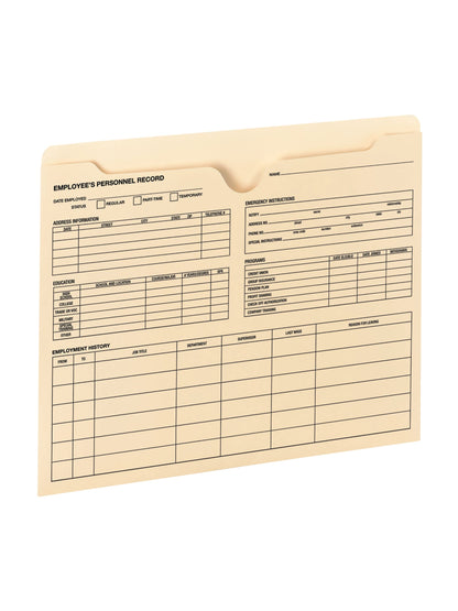 Employee Record File Jackets, Manila Color, Letter Size, Set of 1, 086486771009