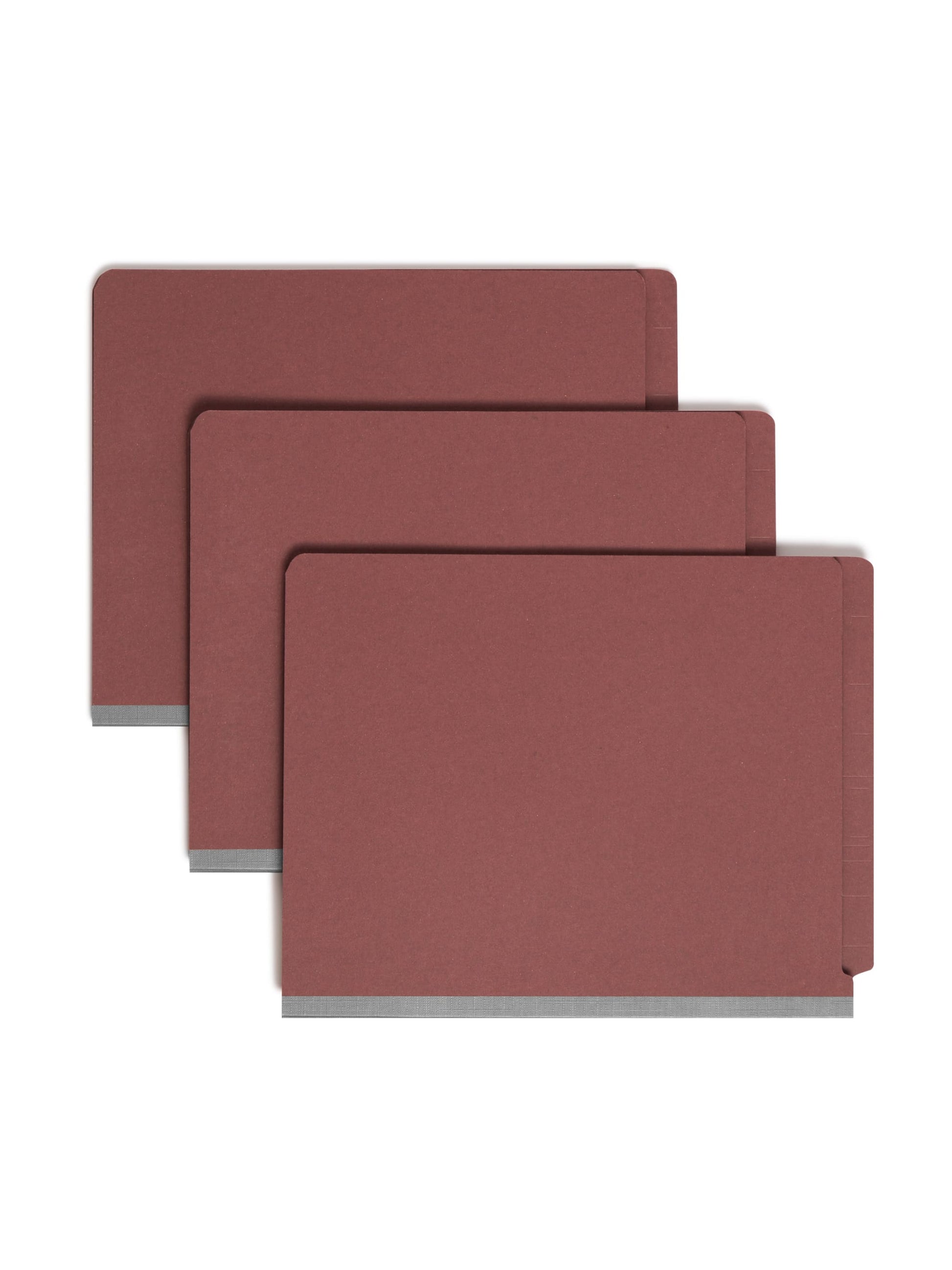SafeSHIELD® Pressboard End Tab Classification File Folders, Straight-Cut Tab, 2 inch Expansion, 2 Divider, Red Color, Letter Size, Set of 10, 30086486268609