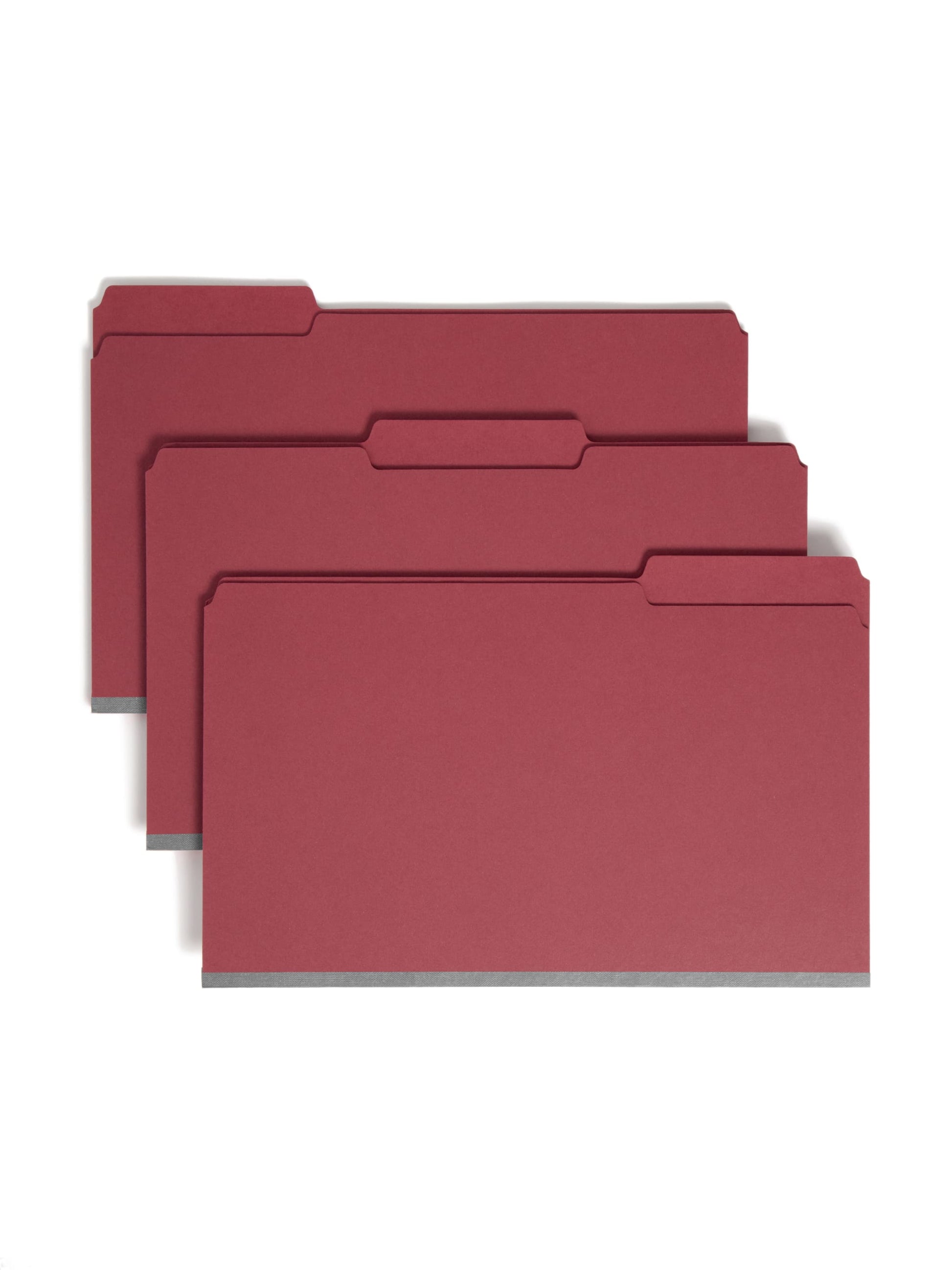 SafeSHIELD® Pressboard Fastener File Folders, 2 inch Expansion, 1/3-Cut Tab, Bright Red Color, Legal Size, Set of 25, 086486199360
