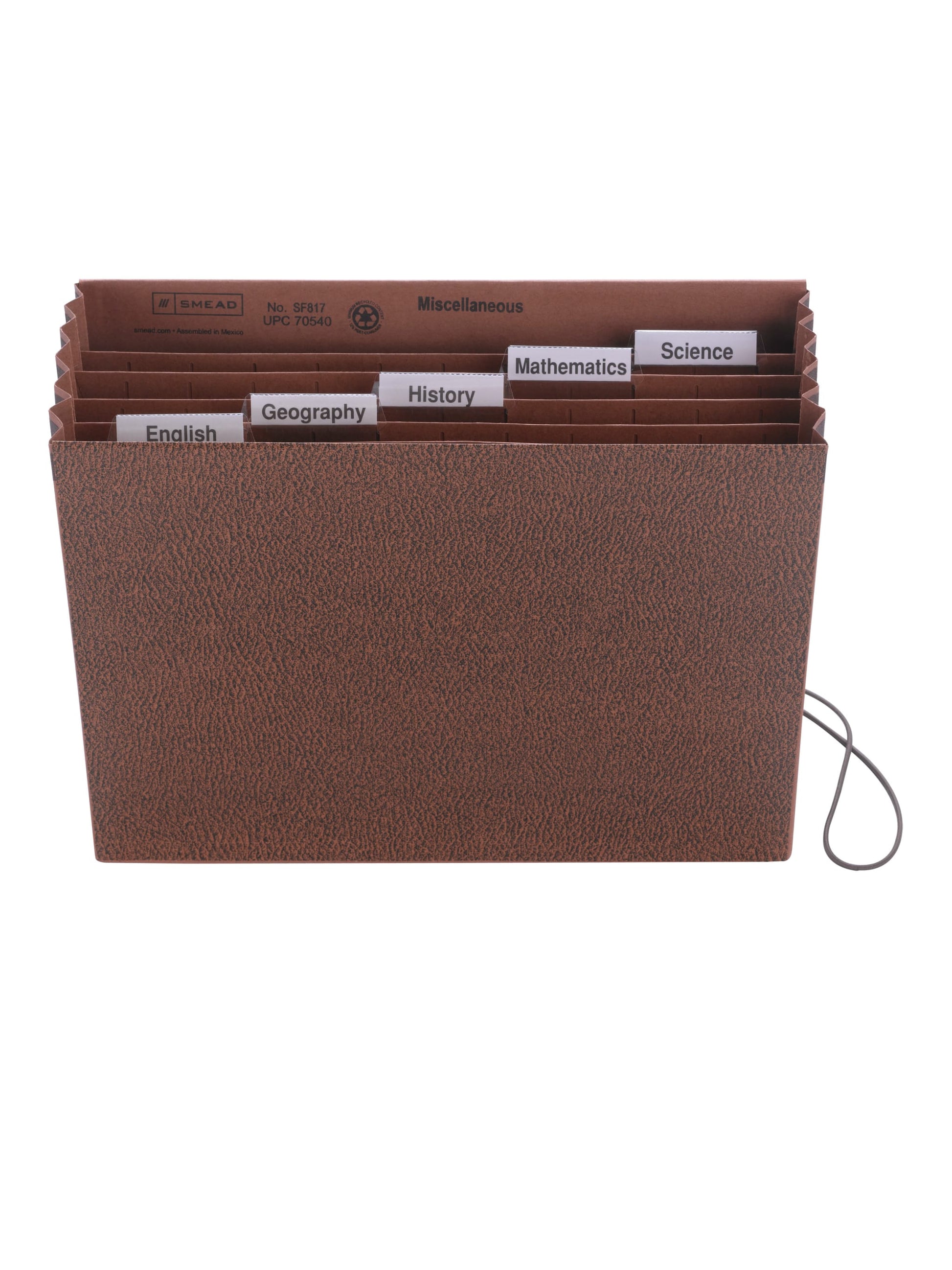 Expanding Subject Files, 6 Pockets, School Subject Tab Labels, Brown Color, Letter Size, Set of 1, 086486705400