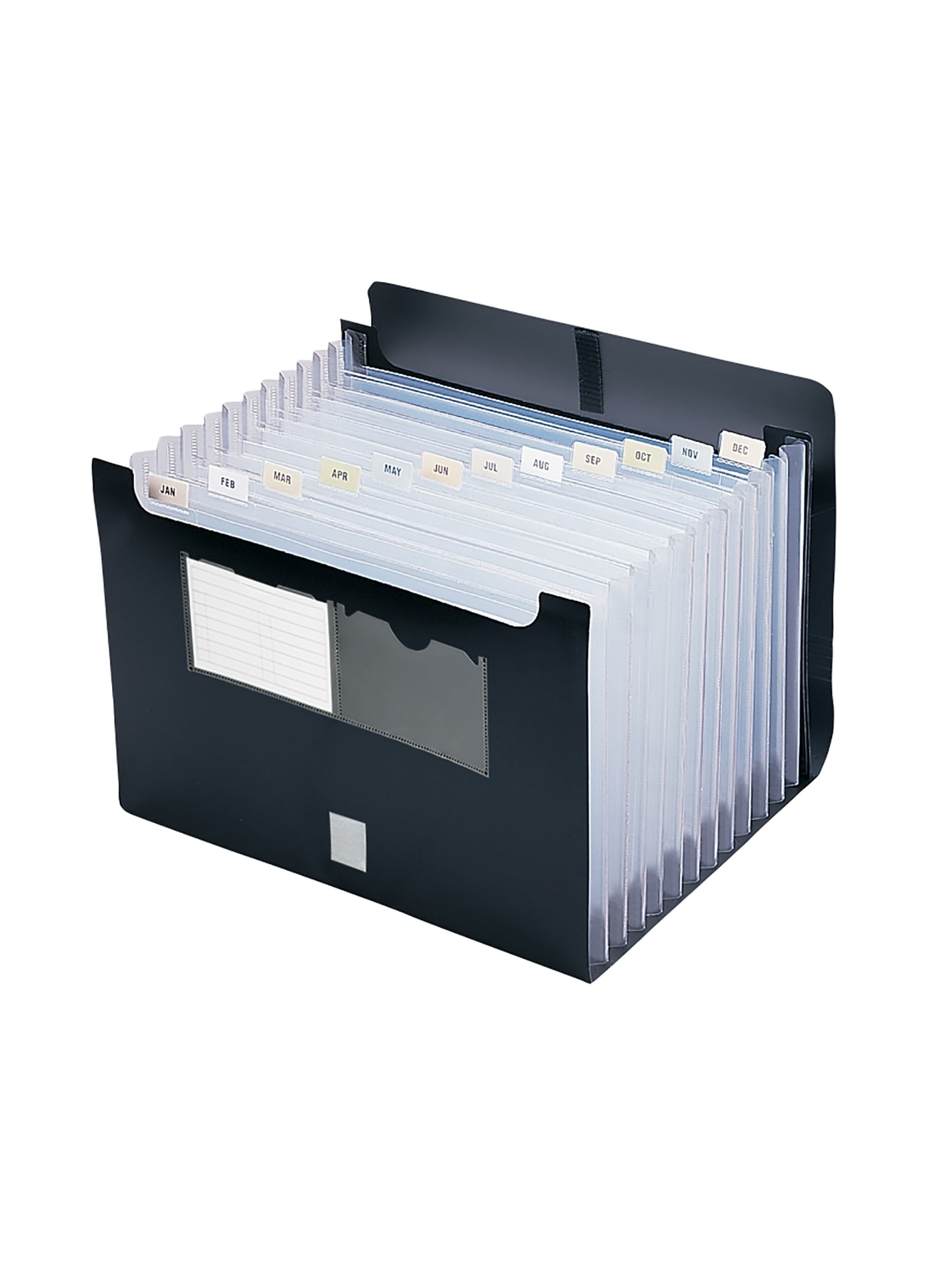 Poly Desktop Expanding File, 12 Pockets, Colored Tab Inserts, Black Color, Letter Size, Set of 1, 086486708456