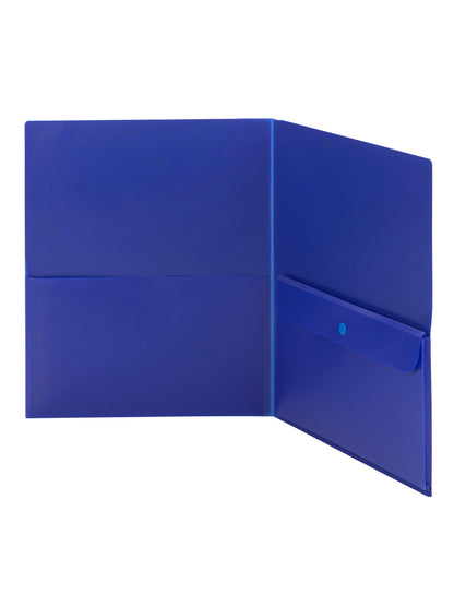 Poly Two-Pocket Folders with Security Pocket, Dark Blue Color, Letter Size, Set of 1, 086486877015