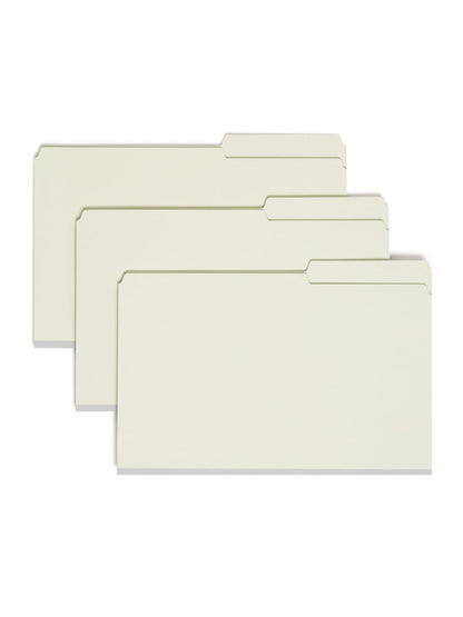 SafeSHIELD® Pressboard Fastener File Folders, 2 inch Expansion, 2/5-Cut Right Tab, Gray/Green Color, Legal Size, Set of 25, 086486199209
