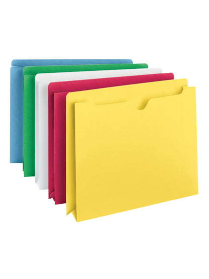 Colored File Jackets, Reinforced Straight-Cut Tab, 2 inch Expansion, Assorted Colors Color, Letter Size, Set of 10, 086486756884