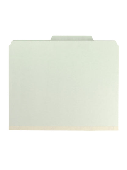 SafeSHIELD® Pressboard Classification File Folders, 2 Dividers, 2 inch Expansion, 2/5-Cut Tab, 60% Recycled , Gray/Green Color, Letter Size, Set of 20, 086486140744