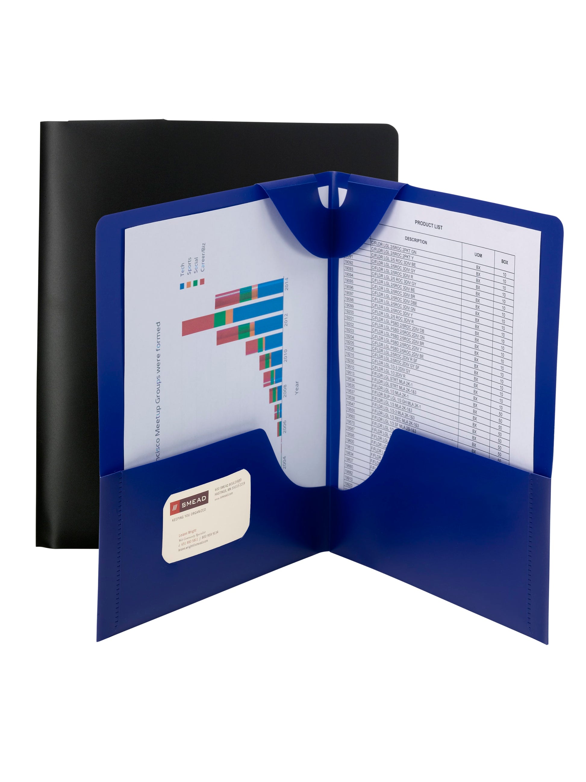 Poly Lockit® Two-Pocket Folders, Dark Blue Color, Letter Size, 30086486879423