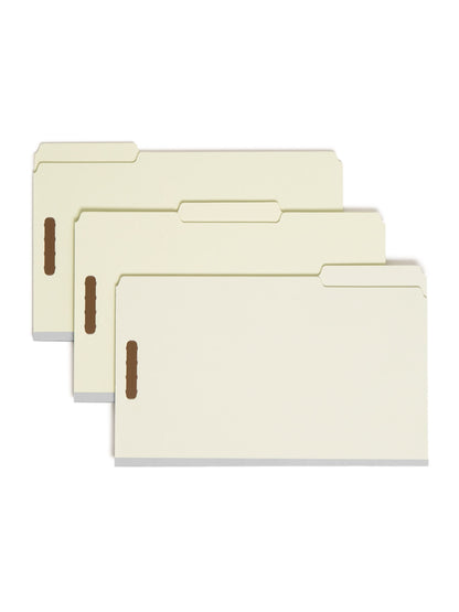 Pressboard Fastener File Folders, 2 inch Expansion, Gray/Green Color, Legal Size, Set of 25, 086486200042